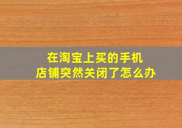 在淘宝上买的手机 店铺突然关闭了怎么办